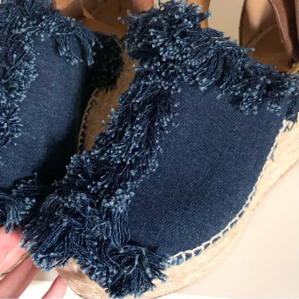 Chloe suede denim wedge heels